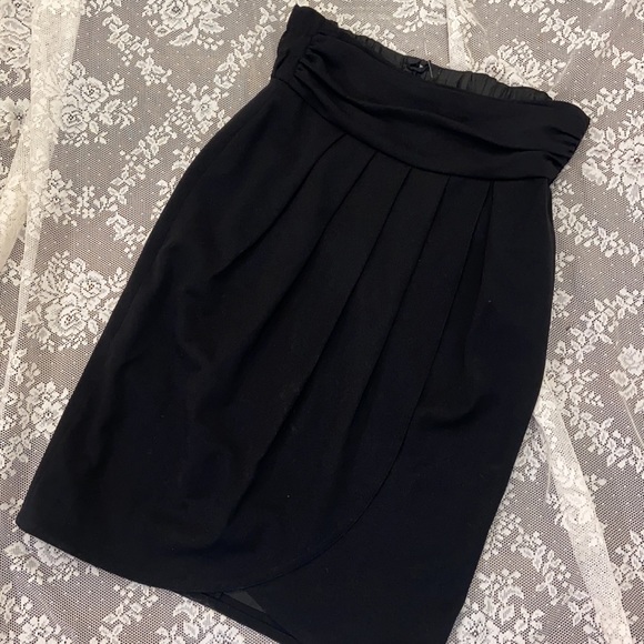 ESCADA HIGH WAISTED SKIRT Black wool pencil skirt SZ 38 draped VINTAGE cocktail - Picture 3 of 11